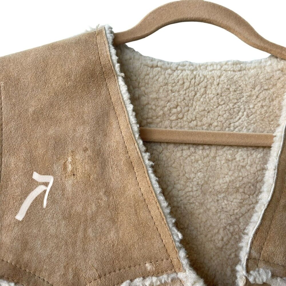 Vintage SCULLY Tan Suede Shearling Vest Sherpa Lined Rancher Cowboy Western L - Picture 4 of 4